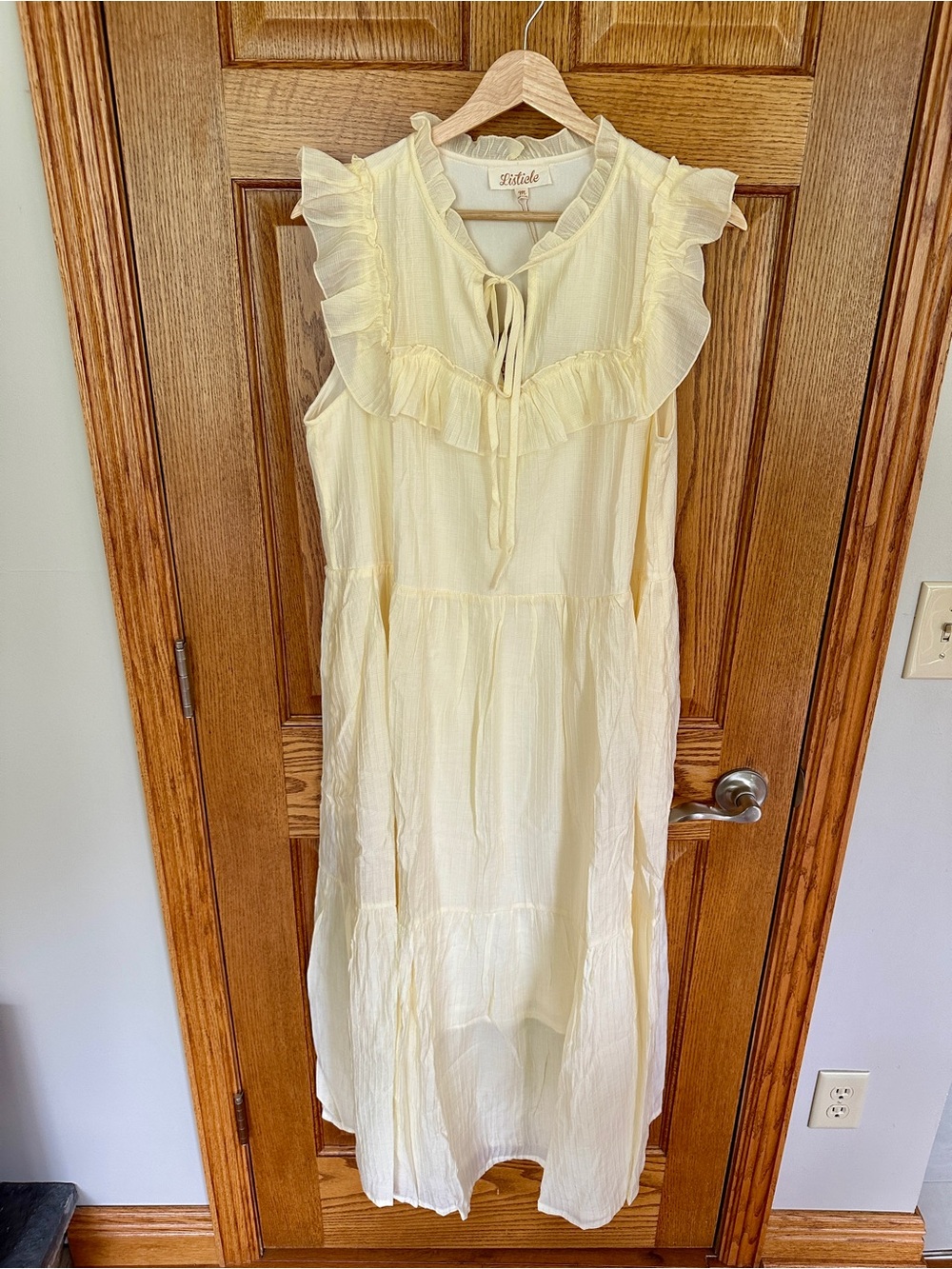 Listicle Soft Yellow Ruffle Midi Dress
